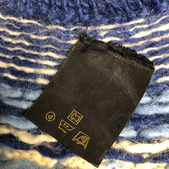 Scandinavian Vintage Wool Woven Winter Sweater Nordic Warm Blue Holiday Cardigan - Picture 11 of 12